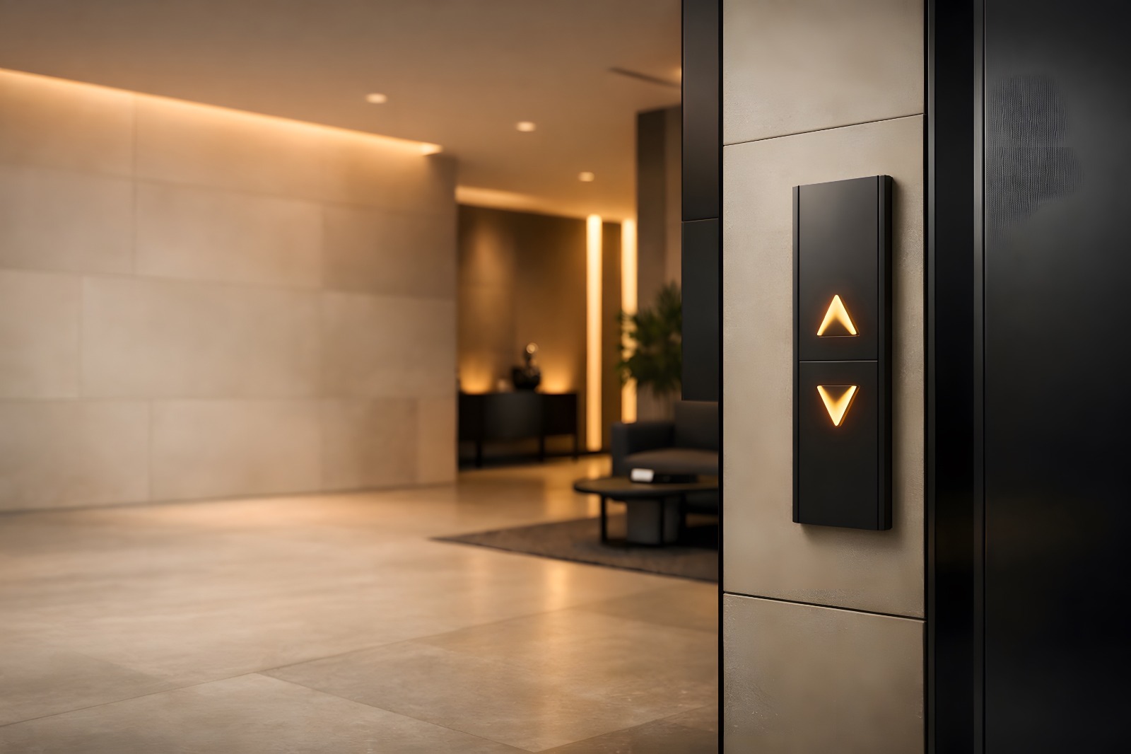 Modern elevator interior with elegant lighting